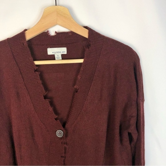 Evereve Allison Joy Red Distressed Button Down Cardigan Sweater S - Picture 4 of 5